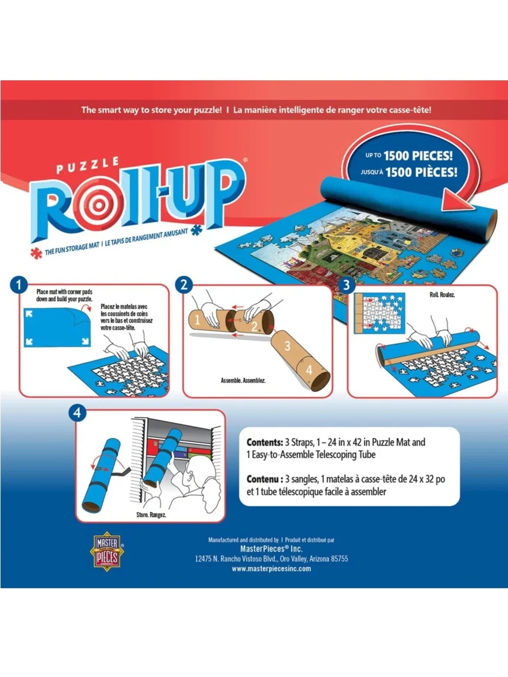 Roll-Up Puzzle Storage Mat - Blue 24 x 42